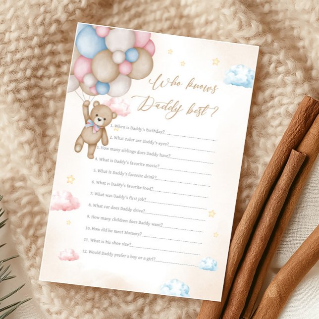 Vi kan knappt vänta Könsbestämning Vem vet spel (Bear Gender Reveal Game)