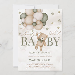 Vi kan knappt vänta könsneutral baby shower inbjudningar