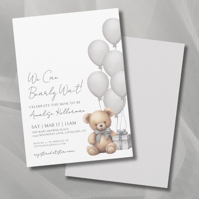 Vi kan knappt vänta Könsneutral Björn Babyshower Inbjudningar (We Can Bearly Wait Gender Neutral Bear Baby Shower Invitation )