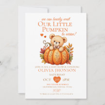 Vi kan knappt vänta lilla pumpa höst baby shower