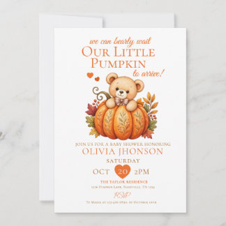 Vi kan knappt vänta lilla pumpa höst baby shower inbjudningar