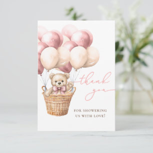 Vi kan knappt vänta Nalle Ballong Rosa Babyfiran Tack Kort
