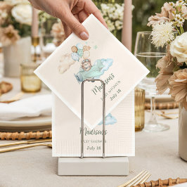 Vi kan knappt vänta Nalle Flygplan Blå Pojke Pappersservett