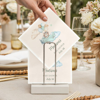 Vi kan knappt vänta Nalle Flygplan Blå Pojke Pappersservett