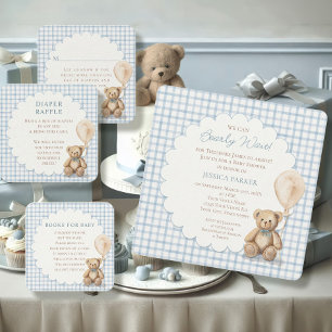 Vi kan knappt vänta Nallebjörn Baby Shower Pojke Inbjudningar