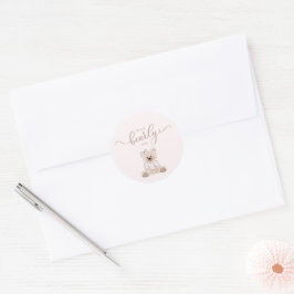 Vi kan knappt vänta Nallebjörn Rosa Bebis Baby Sho Runt Klistermärke