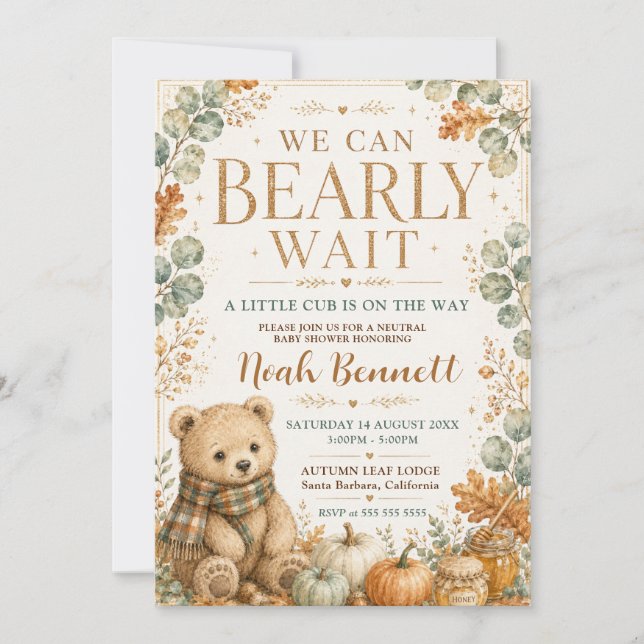 Vi kan knappt vänta Neutral baby shower Inbjudningar (Framsida)