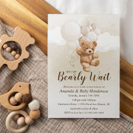 Vi kan knappt vänta Neutral Teddybjörn Bebis-babys Inbjudningar