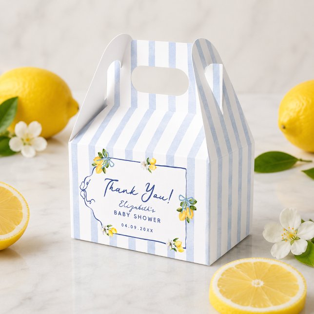 Vi kan knappt vänta på att krama dig Citron Baby S Presentaskar (We Can't Wait to Squeeze You Lemon Baby Shower Favor Boxes)