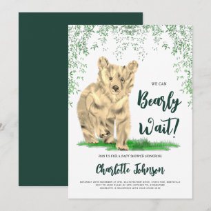 Vi kan knappt vänta på Baby Shower Woodland Bear Inbjudningar