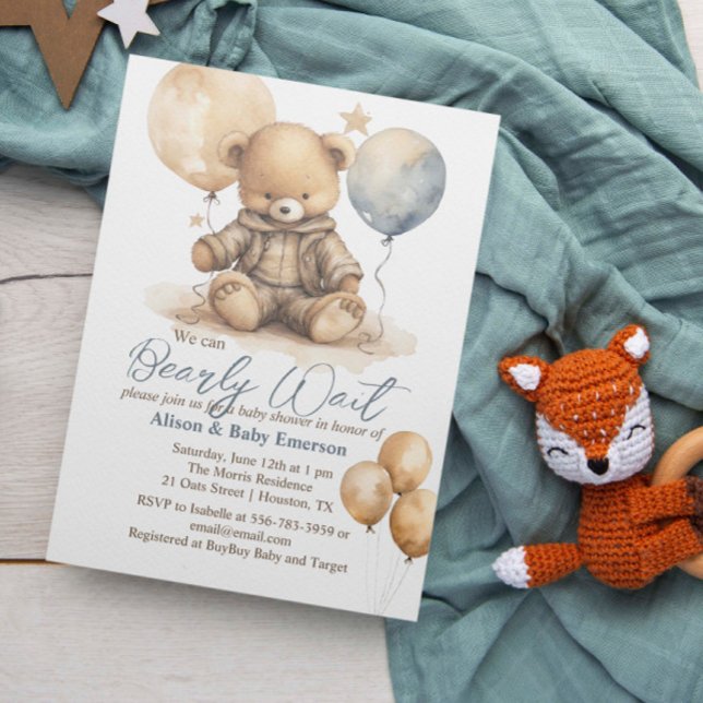 Vi kan knappt vänta på inbjudningar till babyskor  (We can Barely Wait Balloons Baby Shower Invitation)