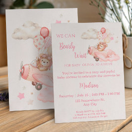 Vi kan knappt vänta på tjejflygaren Baby Shower Inbjudningar