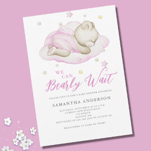 Vi kan knappt vänta Pink Flicka Bebis Shower Inbjudningar