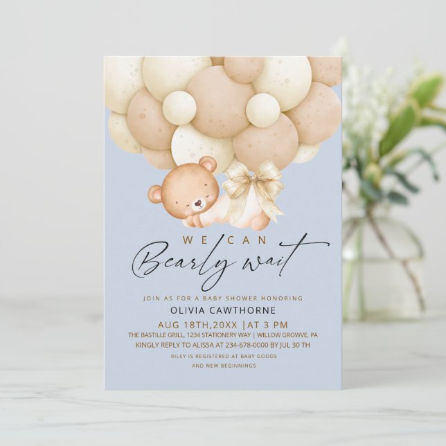 Vi kan knappt vänta Pojk Babyshower   Inbjudningar (Stående Fram)