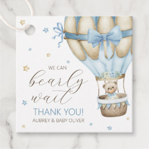 Vi kan knappt vänta Pojk Babyshower Tack Gåvor Etiketter