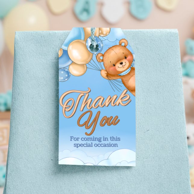 Vi kan knappt vänta - Pojkbarnsbadrum presentetike Presentetikett (We Can Bearly Wait - Boy Baby Shower Gift Tag)