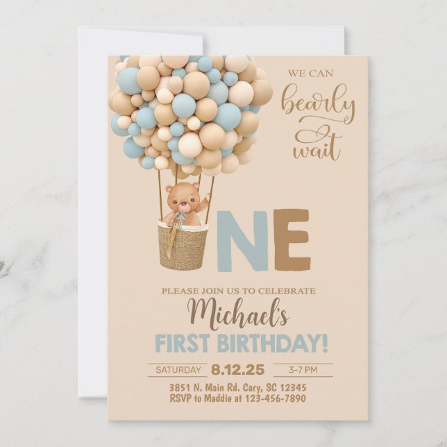 Vi kan knappt vänta pojke 1-års inbjudan. inbjudningar (Framsida)