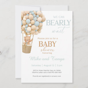 Vi kan knappt vänta pojke björn Baby Shower inbjud Inbjudningar