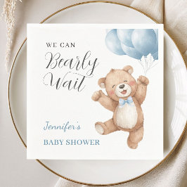 Vi kan knappt vänta Pojke Teddybjörn Bebis Baby Sh Pappersservett