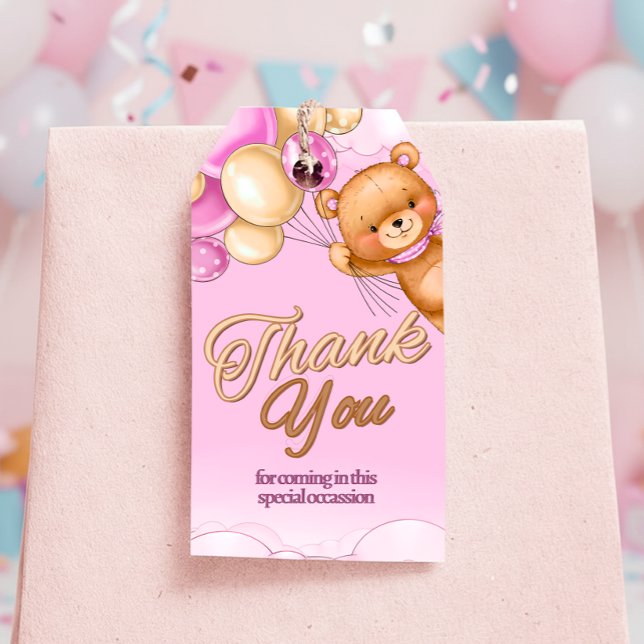 Vi kan knappt vänta - Presentkort till flicka baby Presentetikett (We Can Bearly Wait - Girl Baby Shower Gift Tag)