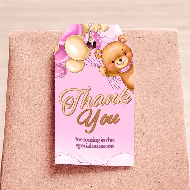 Vi kan knappt vänta - Presentkort till flickbabyfi Presentetikett (We Can Bearly Wait - Girl Baby Shower Gift Tag)