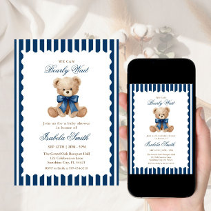 Vi kan knappt vänta rolig Teddybjörn Bebis-babysho Inbjudningar