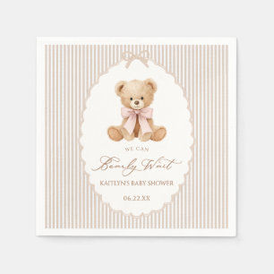 Vi kan knappt vänta rosa bandet flicka Baby Shower Pappersservett