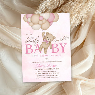 Vi Kan Knappt Vänta Rosa Bebis Baby Shower Inbjudningar