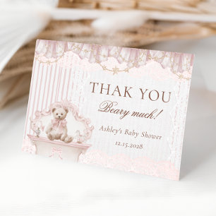 Vi kan knappt vänta Rosa Bebis Shower Tacksamhetsk Tack Kort