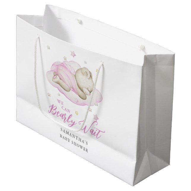 Vi kan knappt vänta Rosa flicka baby shower  (Framsidan Vinklad)
