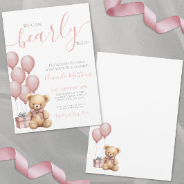 Vi kan knappt vänta Rosa flicka babyfirande Inbjudningar