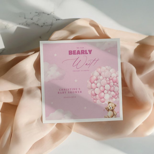  Vi kan knappt vänta Rosa flicka bebis shower serv Pappersservett (Skapare uppladdad)