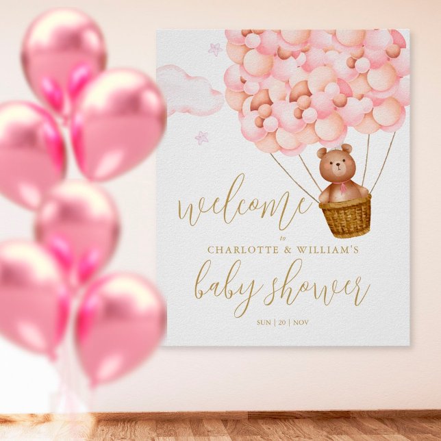 Vi kan knappt vänta Rosa välkomstskylt för baby sh Poster (Skapare uppladdad)
