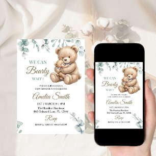 Vi kan knappt vänta söta Mamma Björn Bebis shower Inbjudningar