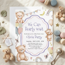 Vi kan knappt vänta söta Teddybjörn bebisfest  Inbjudningar