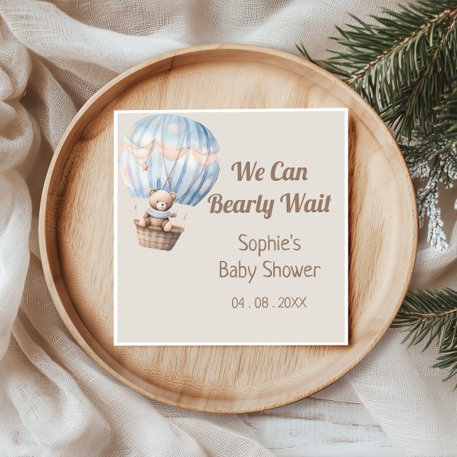 Vi kan knappt vänta Teddy Bear Baby Shower Pappersservett (Skapare uppladdad)
