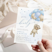 Vi kan knappt vänta Teddy Bear Pojke Bebis Shower