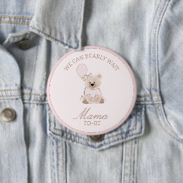 Vi kan knappt vänta Teddybjörn Baby Rosa Bruse Knapp