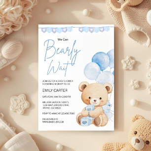 Vi kan knappt vänta Teddybjörn Baby Shower Inbjudningar
