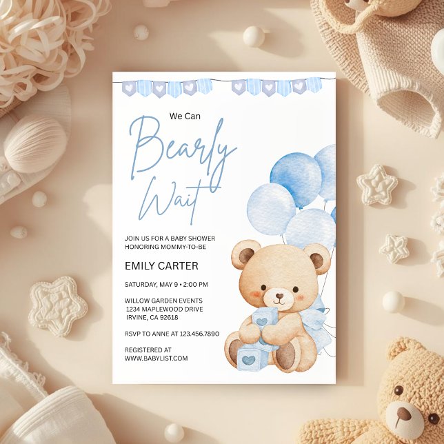 Vi kan knappt vänta Teddybjörn Baby Shower Inbjudningar (Skapare uppladdad)