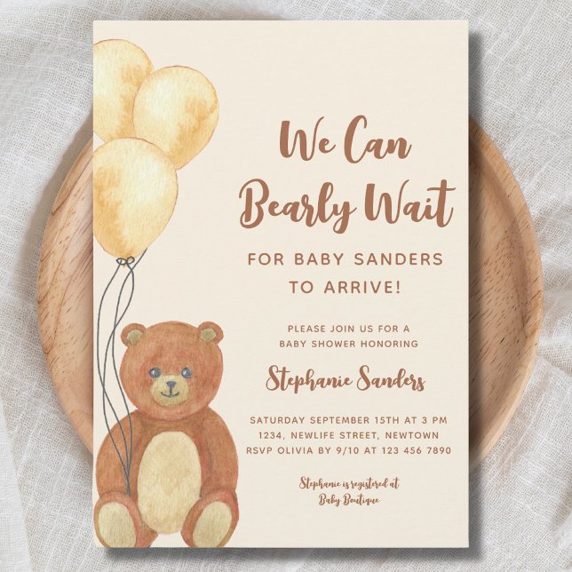 Vi kan knappt vänta Teddybjörn Baby Shower Inbjudningar (Skapare uppladdad)