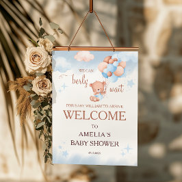 Vi kan knappt vänta Teddybjörn Baby Shower Välkomm Poster