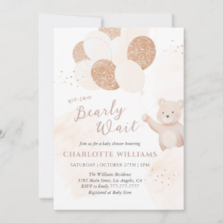 Vi kan knappt vänta | Teddybjörn Bebis Baby Shower Inbjudningar