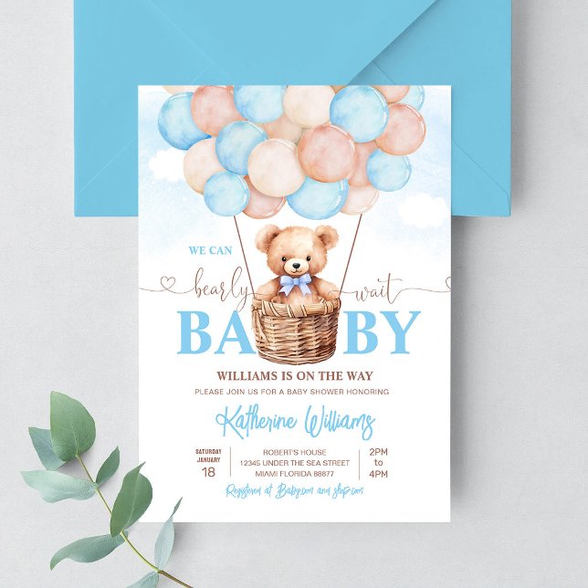 Vi kan knappt vänta Teddybjörn Bebis Baby Shower Inbjudningar (Skapare uppladdad)