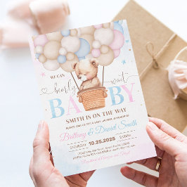 Vi kan knappt vänta Teddybjörn Bebis Babyshoppsinb Inbjudningar