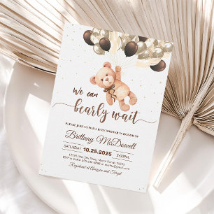 Vi kan knappt vänta Teddybjörn Bebis Babyshower In Inbjudningar