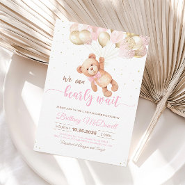 Vi kan knappt vänta Teddybjörn Bebis-babyshower-in Inbjudningar