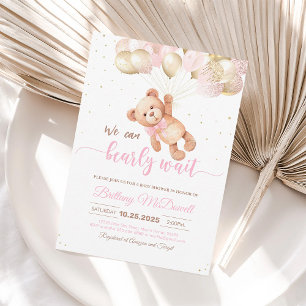 Vi kan knappt vänta Teddybjörn Bebis-babyshower-in Inbjudningar