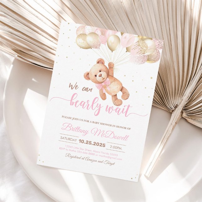 Vi kan knappt vänta Teddybjörn Bebis-babyshower-in Inbjudningar (Skapare uppladdad)