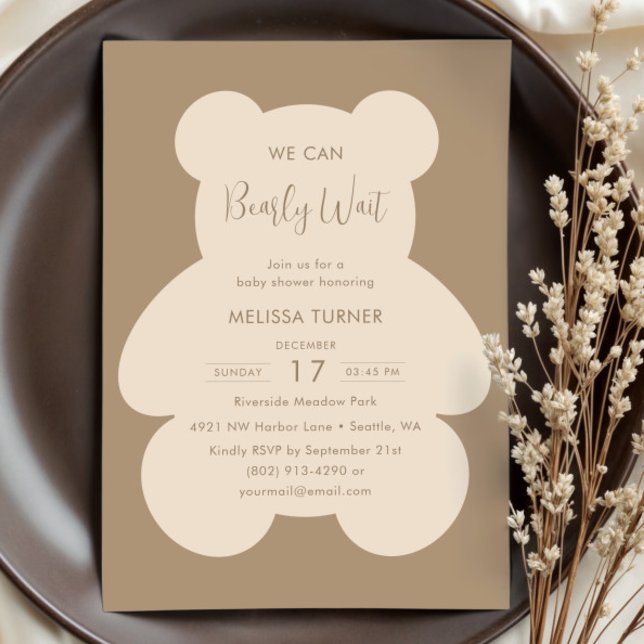 Vi kan knappt vänta Teddybjörn Bebis Babyshower Inbjudningar (Skapare uppladdad)